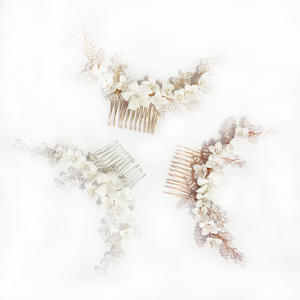 Peigne de cheveux de mariée en porcelaine blanche, vintage RE3737, fait à la main, perles en cristal, pour mariage, ornements de princesse, demoiselle d'honneur - Product Image 5