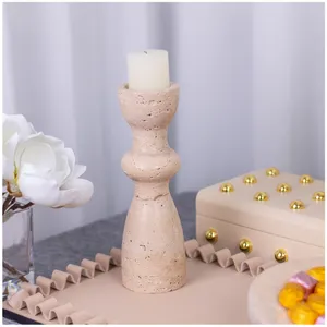 Trending Travertino Natural Marble Candle Holder Factory Customization Home Decoration Accessories Modern Luxury Candle Holders