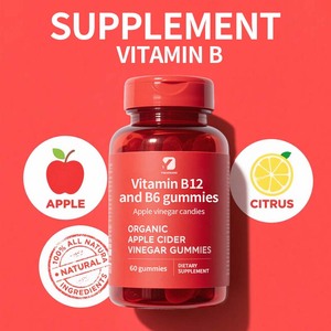 Gomitas de Vinagre de Manzana Orgánico con Vitaminas <span class=keywords><strong>B12</strong></span> y B6, Dulces Suaves de Vinagre de Manzana Sin Azúcar, Suplemento para Adultos - Product Image 4