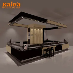 Factory Jewelry Display Showcase Kiosk Counter Design For Retails Store Luxury Gold Glass Jewelry Shop Showroom Showcase