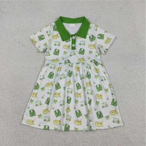 Conjunto de Ropa para Hermanos, Bebés Niños y Niñas, Verde, con Vestido hasta la Rodilla, Camisa con Botones y Lazos, Pantalones Cortos - Product Image 2