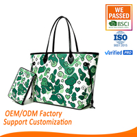Tas Jinjing Wanita Kapasitas Besar Bahan Nilon dengan Ritsleting, Cetak Lucu Custom, Kantong Mini Lepas Pasang, untuk Perjalanan Musim Panas dan Penggunaan Sehari-hari