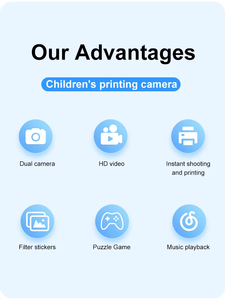 Y900H Kids Appareil photo à impression instantanée Lapin/Dinosaure/Licorne Designs Appareil photo amusant pour enfants pour la photographie - Product Image 5