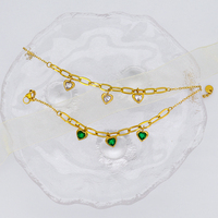 Bracelet en acier inoxydable plaqué or 18 carats, bijoux imperméables, romantique, zircon en forme de cœur 5A, bracelet en acier inoxydable pour femmes