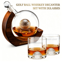 Ensemble de carafe à whisky de luxe pour le golf, 2 verres, support en bois massif, carafe à liqueur créative, cadeaux promotionnels d'entreprise pour la retraite