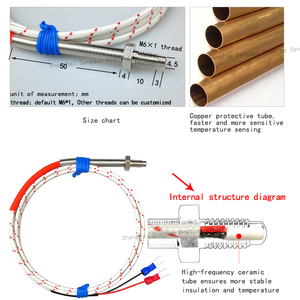 K-type M6M8 Screw <strong>Thermocouple</strong> Fiberglass Sandbag Wire Temperature Sensor Packaging Machinery Anti Bending <strong>Thermocouple</strong> Probe - Product Image 4