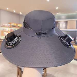 Chapeau de pêcheur solaire camouflage à double ventilateur, forte ventilation, pour l'été, l'extérieur, l'alpinisme et la pêche, protection solaire - Product Image 4