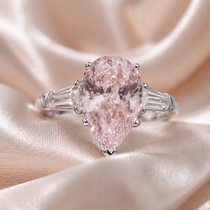 Anello con zircone a forma di pera rosa per donna, elegante gioiello da dito per matrimoni e feste - Product Image 3