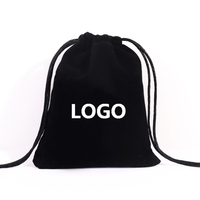 Sac et pochette cadeaux en velours noir pour jeu de dés, bijoux, avec poignée Flexiloop, recyclable, personnalisable, impression couleur, accessoires pour dés
