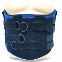 Attelle dorsale TLSO noire et bleue avec système de sangles à anneaux en D et support en forme de bouclier