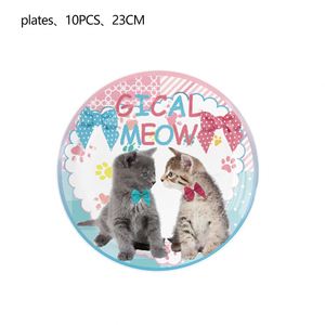 Artículos para Fiestas, Platos de Papel, Vasos, Accesorios de Mesa, Decoración para Bodas y Graduaciones, Adornos de Gatos Bonitos, Juego Decorado para Niños de 7 y 9 Pulgadas JIALIN - Product Image 5