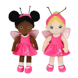 Fábrica al por mayor 43cm <span class=keywords><strong>personalizado</strong></span> OEM <span class=keywords><strong>personalizado</strong></span> bebé niña africana peluche trapo muñeca personalizada negro Hada muñeca bebé acompañar - Product Image 1