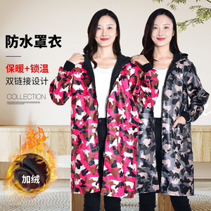 <b>Dropshipping</b> Shopify Autumn Winter Hooded Camouflage Fleece Lined Warm Thick Work Coat Long Sleeve Apron Unisex Adult Outdoor - Product Image 5