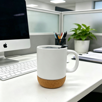 Mug en céramique avec fond en liège et couvercle, résistant à la chaleur, pour impression par sublimation, idéal pour un cadeau