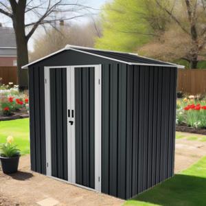 Easily Assembled <strong>Metal</strong> Storage <strong>Shed</strong> with Pressure Treated Wood Outdoor Garden Floor <strong>Base</strong> Storage Solution - Product Image 2