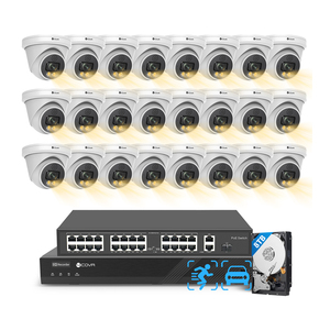 Système de caméra de sécurité NVR professionnel 4K 32 canaux 4COVR avec sirène audio 24x8MP, détection faciale IA et surveillance couleur intégrale - Product Image 1