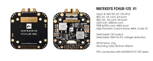 MATEKSYS FCHUB-12S V2 PDB 3-12S LiPo 440A Capteur de courant double BEC 5V 12V commutable pour drone FPV de grande taille XCLASS - Product Image 6