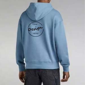 Sweat à capuche épais en coton bleu pour homme, avec logo personnalisé de haute qualité, design brodé, coupe-vent, respirant, OEM - Product Image 6
