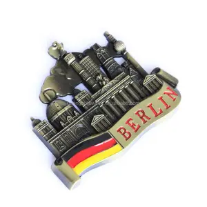 Grosir Produk Baru Kustom Suvenir Turis Berlin Magnet Kulkas Logo Logam Enamel