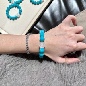 <span class=keywords><strong>Bracciale</strong></span> blu Amazonite <span class=keywords><strong>Tiffany</strong></span> ispirato all'era glaciale-pietra portafortuna con perline, monofilo, Design minimalista da donna - Product Image 4
