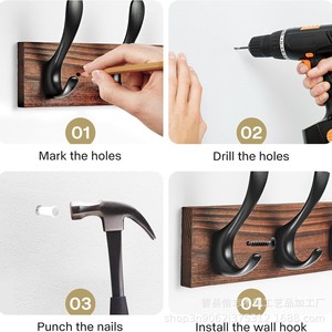 Wooden Coat Hooks Wall Mounted Multi Functional <b>Clothes</b> Hanger Entryway <b>Storage</b> Hook Rack For Home Door Or Wall Use - Product Image 3