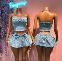 Collection Été 2026 : Ensemble 2 Pièces Femme en Jean Extensible – Short et Jupe Courte en Coton Denim