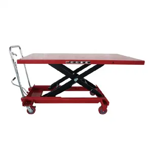 2020 Terbaru 500Kg 1000Kg Manual Type Mobile Lift Table dengan Meja Besar