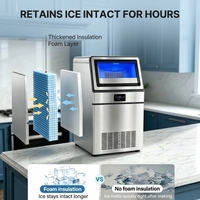 Machine à glaçons professionnelle en acier inoxydable pour cuisine d'hôtel, haute productivité, pompe à eau, capacité de stockage 20 kg, 110V/220V