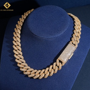 Custom 13mm <b>Iced</b> <b>Out</b> Emerald Cut S925 Silver Moissanite Cuban Link <b>Chain</b> Gold Plated Hip Hop Men's Necklace Diamond Jewelry - Product Image 4