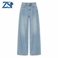 Zesheng Jean d'été respirant taille haute à jambe large pour femme, style vintage ample en denim, coupe décontractée Y2K Streetwear Rétro