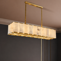 Suspension linéaire multi-unités à hauteur réglable en marbre albâtre, style minimaliste, pour îlot de cuisine et salle à manger