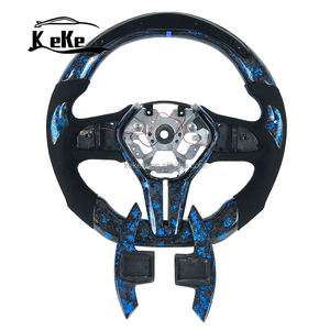 Accessoires intérieurs pour voiture Infiniti Q50 Q60 QX50 2018+ : Volant personnalisé en fibre de carbone forgée bleue avec palettes de changement de vitesse LED - Product Image 1