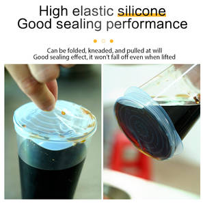 6 أواني مطبخ زرقاء مقاومة للتسرب قابلة لإعادة الاستخدام من السيليكون قابلة للتمدد ، أواني مطبخ بغطاء لتخزين الطعام - Product Image 4