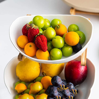 3 de Fruits De palier Bol? Bambou et Étagère En Bois * 1, Plat En Céramique * 3, Décoration De Table Fruits Panier, pour les Fruits? Pain, Collations, Ménage