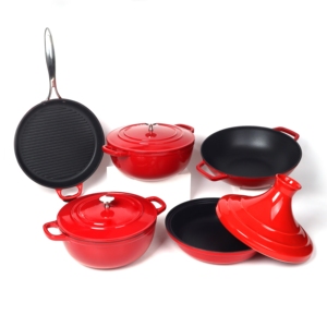 Conjunto antiadhesivo para Horno Holandés, lote De cazuela, olla De cocina, juego De utensilios De cocina De hierro fundido grande y pequeño con tapa - Product Image 4