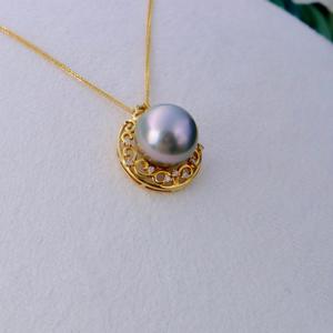 Pendentif en or massif 18 carats de haute qualité avec diamant naturel et perle de Tahiti en eau de mer pour femmes - Product Image 6