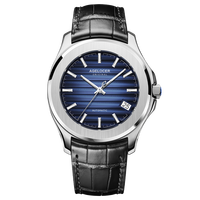AGELOCER Original Baikal Montre pour Hommes Grand Calendrier Business Date Acier Inoxydable 316L Cuir Automatique Mécanique Avec Boîte