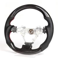 Volant en fibre de carbone Toyota Alphard Vellfire, cuir perforé, surpiqûres rouges, forme D, personnalisé