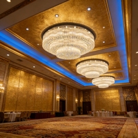 Lustre en cristal K9 rond à 3 étages, éclairage de plafond personnalisé de luxe pour salle de banquet, restaurant, hôtel