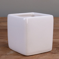 Usine directe personnalisé écologique moderne blanc Mini Cube carré en céramique succulente jardinière en porcelaine Pot de fleur pour la maison jardin