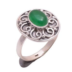 คุณภาพสูง925สเตอร์ลิงเงินธรรมชาติสีเขียวนิลแหวนแฮนด์เมดคลาสสิกอินเดียเครื่องประดับงานแต่งงานโดยตรงผู้ผลิต - Product Image 1