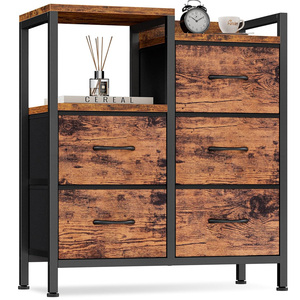 Meuble de rangement pliable multifonctionnel avec tiroirs en tissu et structure métallique pour salon - Product Image 1