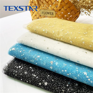 투투 스커트 장식을위한 100% 폴리 에스테르 반짝이 티서스 스타 문 얇은 명주 그물 원단 - Product Image 3