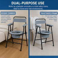 AndCare Commode de chevet en acier, capacité 100 kg, pour personnes âgées et handicapées - Fournitures de thérapie de réadaptation