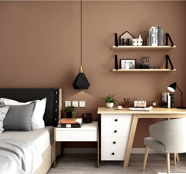 उच्च गुणवत्ता बेडरूम सजावट निविड़ अंधकार स्वयं चिपकने वाला ठोस रंग सादे स्टीकर दीवार पेपर रोल छील और छड़ी वॉलपेपर
