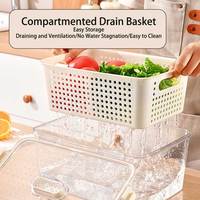 Boîte de rangement pour fruits et légumes en plastique de qualité alimentaire pour réfrigérateur, récipient alimentaire avec panier de drainage