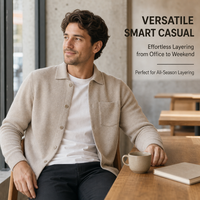 Cardigan en tricot respirant pour l'hiver, logo frontal, couleur unie, poche poitrine, finition élégante, pull en tricot pour homme