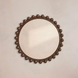 Decorative Bobble Frame Solid Dark <strong>Oak</strong> Wood <strong>Round</strong> <strong>Mirror</strong> for the Wall - Product Image 3