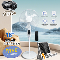 Usine OEM Moteur DC moderne à haute efficacité LED Maison Hauteur réglable Grand angle Ventilateur solaire extérieur 16 pouces Batterie au lithium