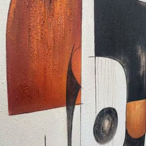 Peinture abstraite moderne en acrylique, nature morte, faite à la main, noir et marron, art mural géométrique vertical, toile décorative pour la décoration de la maison - Product Image 5